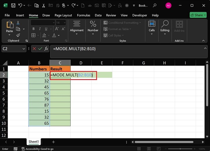 MODE.MULT Function1