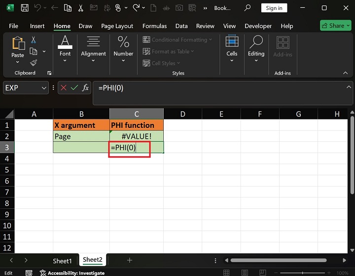PHI Function in Excel 5