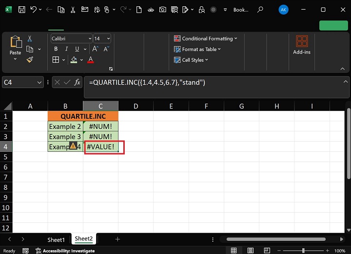 QUARTILE.INC Function9
