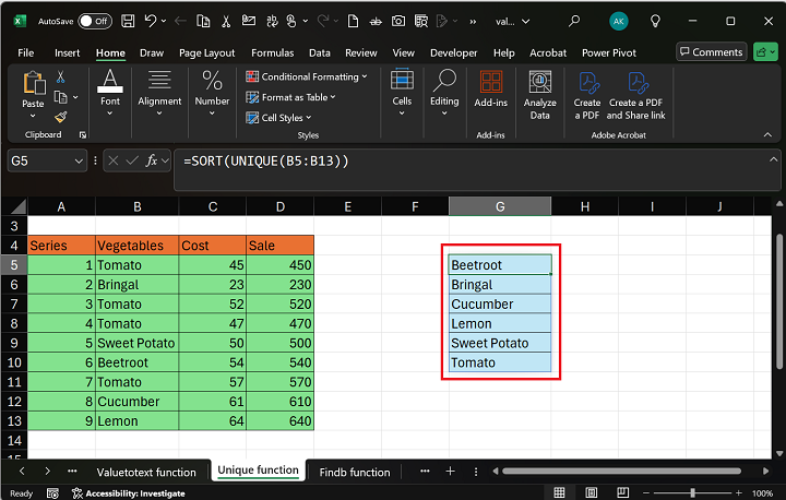 UNIQUE Function in Excel 4