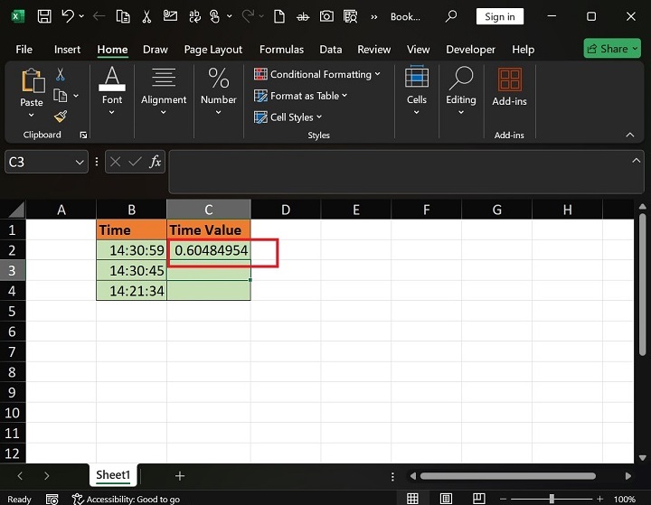 What does TIMEVALUE Function do in Excel3