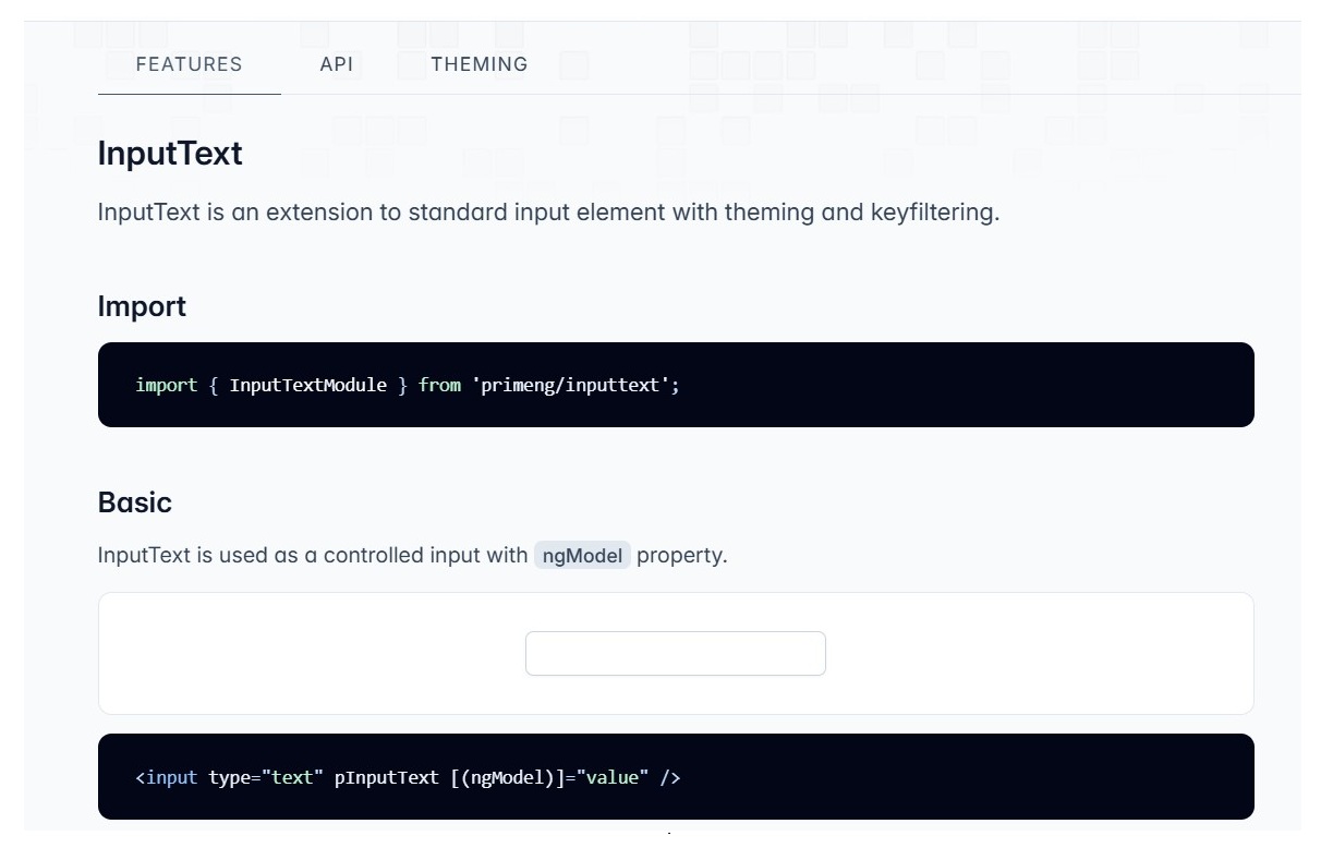 PrimeNG Input Text