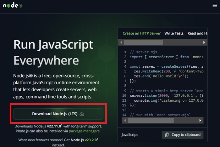 NodeJS installtion