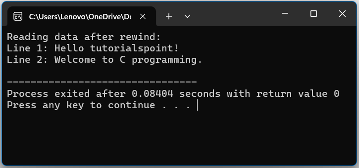 Rewind a File