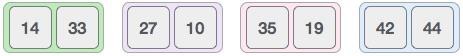two arrays into halves