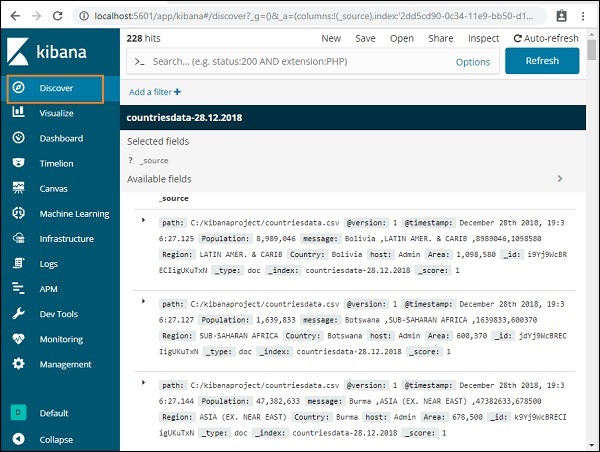 Discover menu