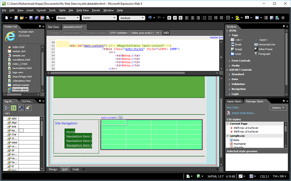 Design View datatable.html