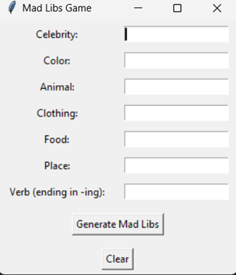 Mad Libs Game