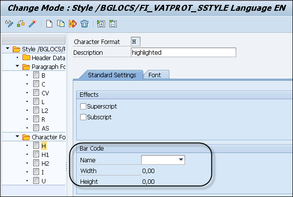 System bar code