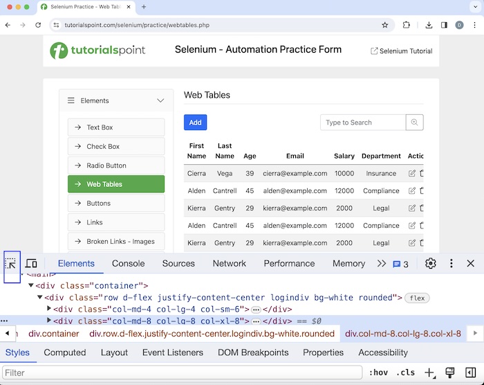 Selenium Dynamic Web 1