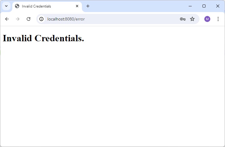 Form Authentication with Invalid Credential