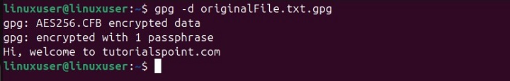 Decrypt Data Using GPG Command2