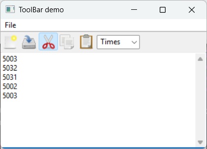 ToolBar Output